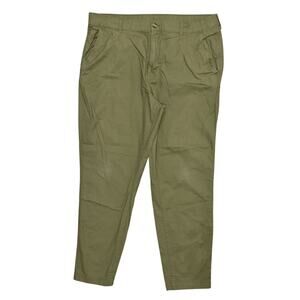 Eddie Bauer Men's Green Chino Pants 40x30 Cotton Blend Slim Solid Zip